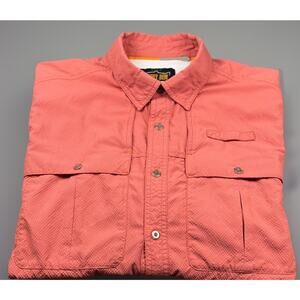 Orvis Trout Bum Performance Fishing Shirt Mens Medium Orange Vented Long Sleeve